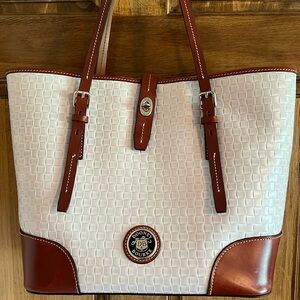 Dooney and Burke Cordova Dover White Fog Embossed Leather Shoulder Tote